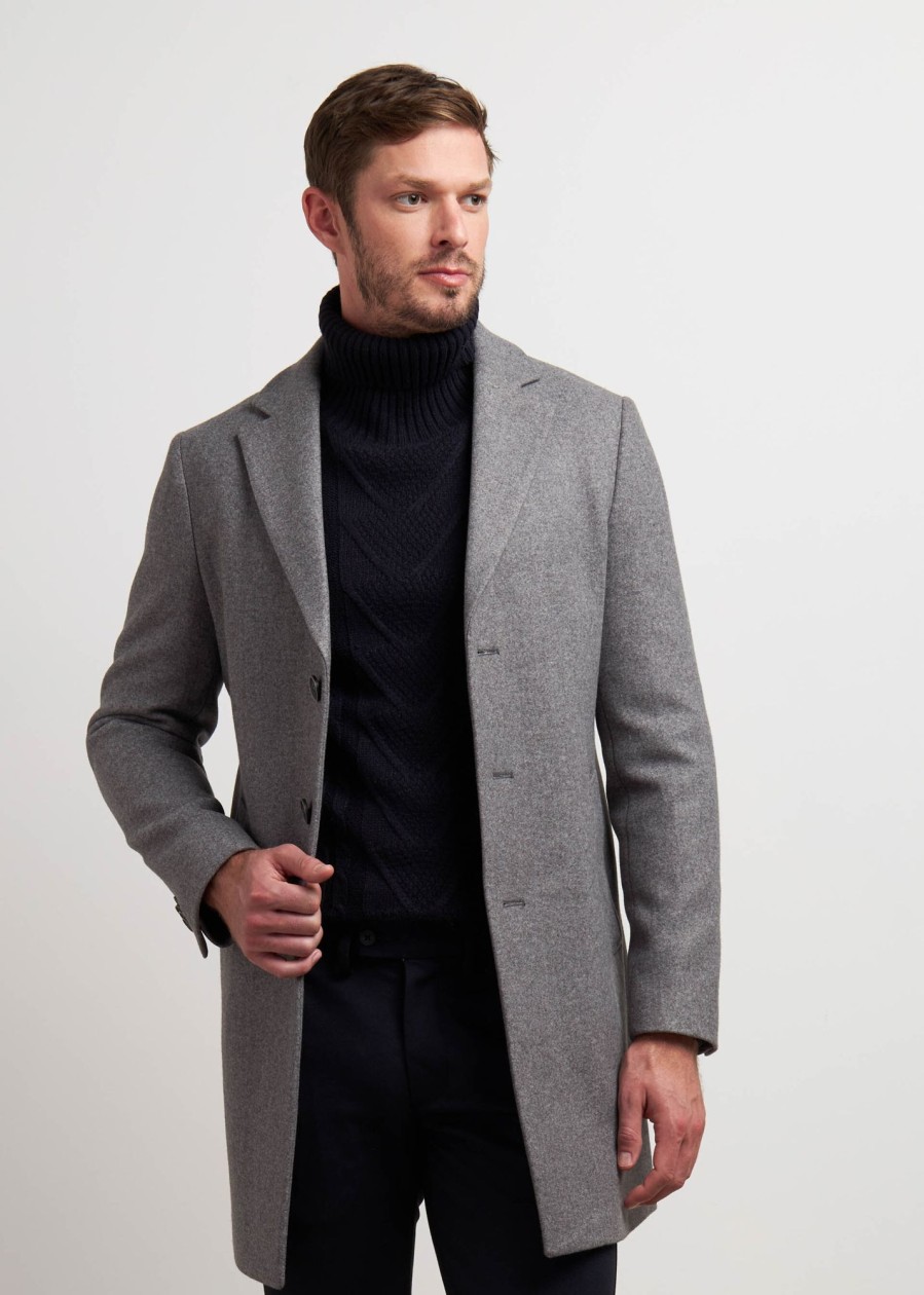 Uomo Conbipel Cappotti | Cappotto In Lana Grigio Medio