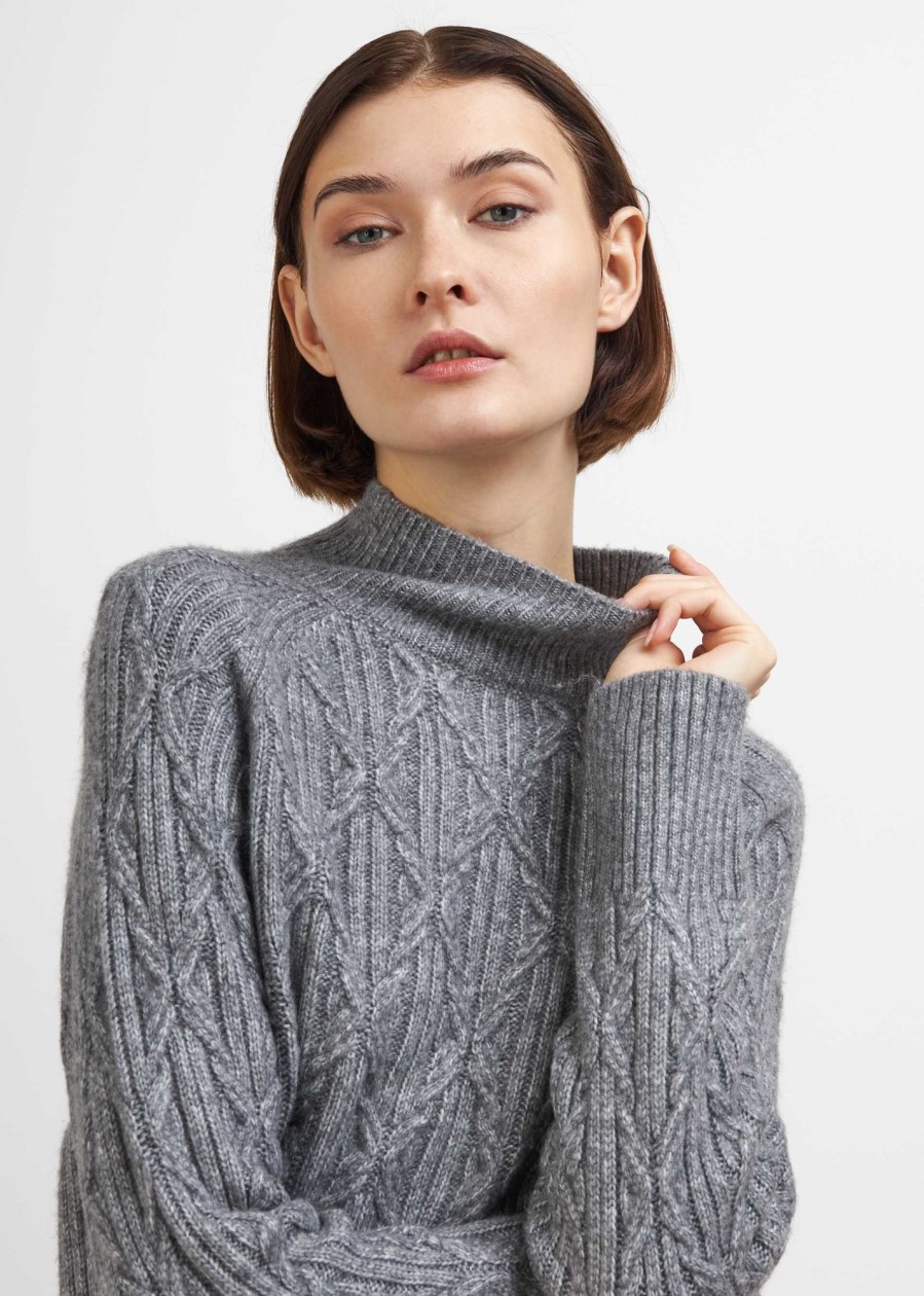 Donna Conbipel Maglieria | Pullover A Trecce Grigio Medio Melange