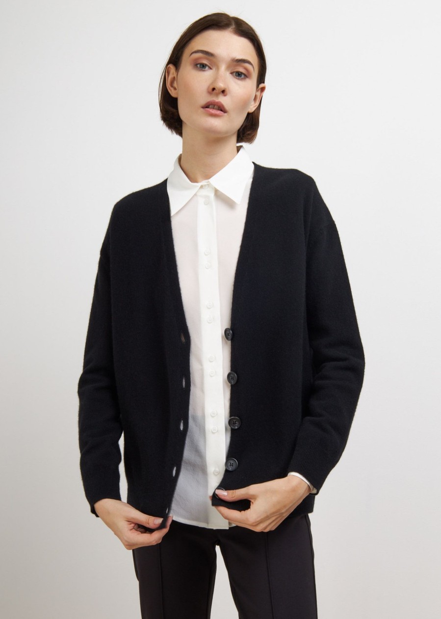 Donna Conbipel Maglieria | Cardigan In Puro Cashmere Nero