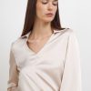 Donna Conbipel Camicie | Blusa In Satin Bianco Lana