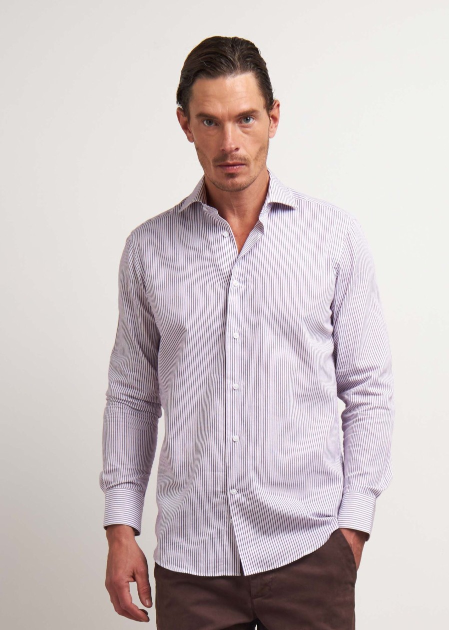 Uomo Conbipel Camicie | Camicia A Righe Regular Viola