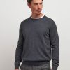 Uomo Conbipel Maglieria | Girocollo In Puro Merino Grigio Scuro Melange