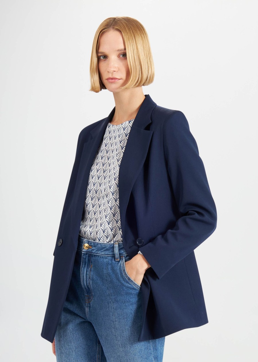 Donna Conbipel Giacche | Blazer Unito Due Bottoni Blu Scuro