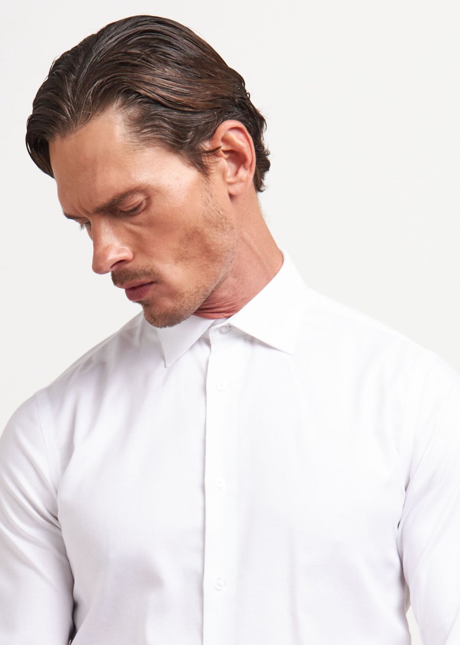 Uomo Conbipel Camicie | Camicia No Stiro Slim Fit Bianco