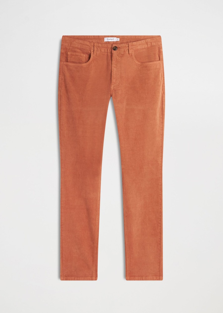 Uomo Conbipel Pantaloni | Pantaloni Slim In Velluto Arancio