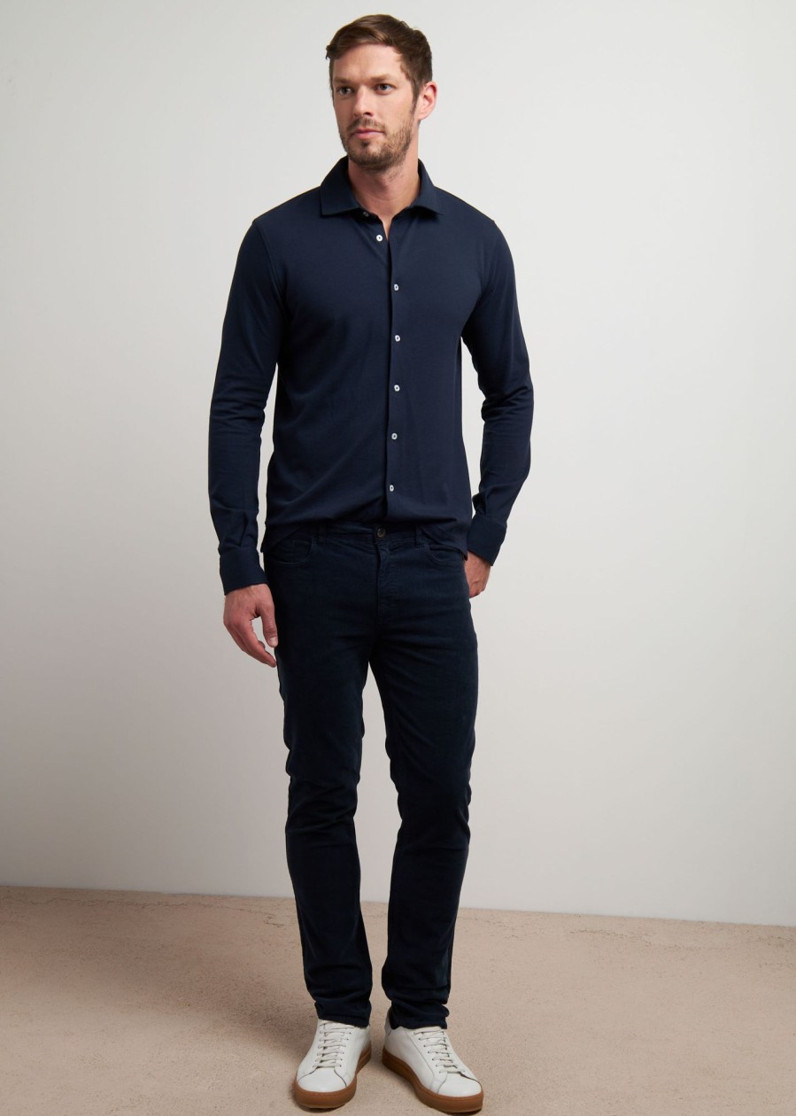 Uomo Conbipel Pantaloni | Pantaloni Slim In Velluto Blu