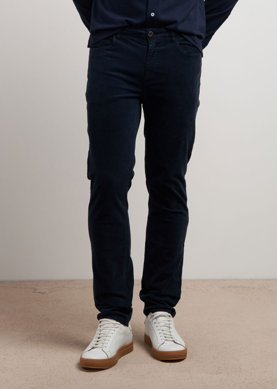 Uomo Conbipel Pantaloni | Pantaloni Slim In Velluto Blu