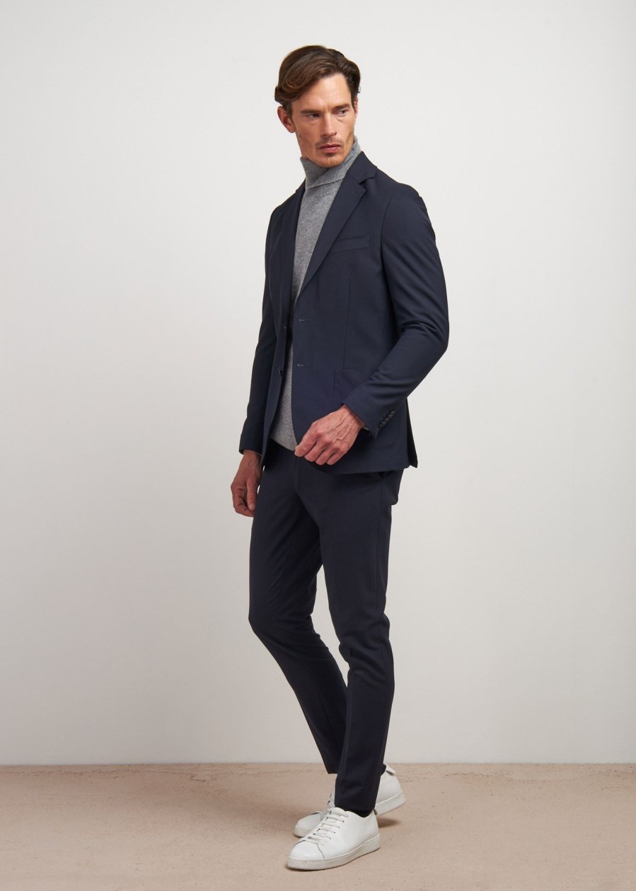 Uomo Conbipel Giacche | Blazer Unito Bi-Stretch Blu Scuro