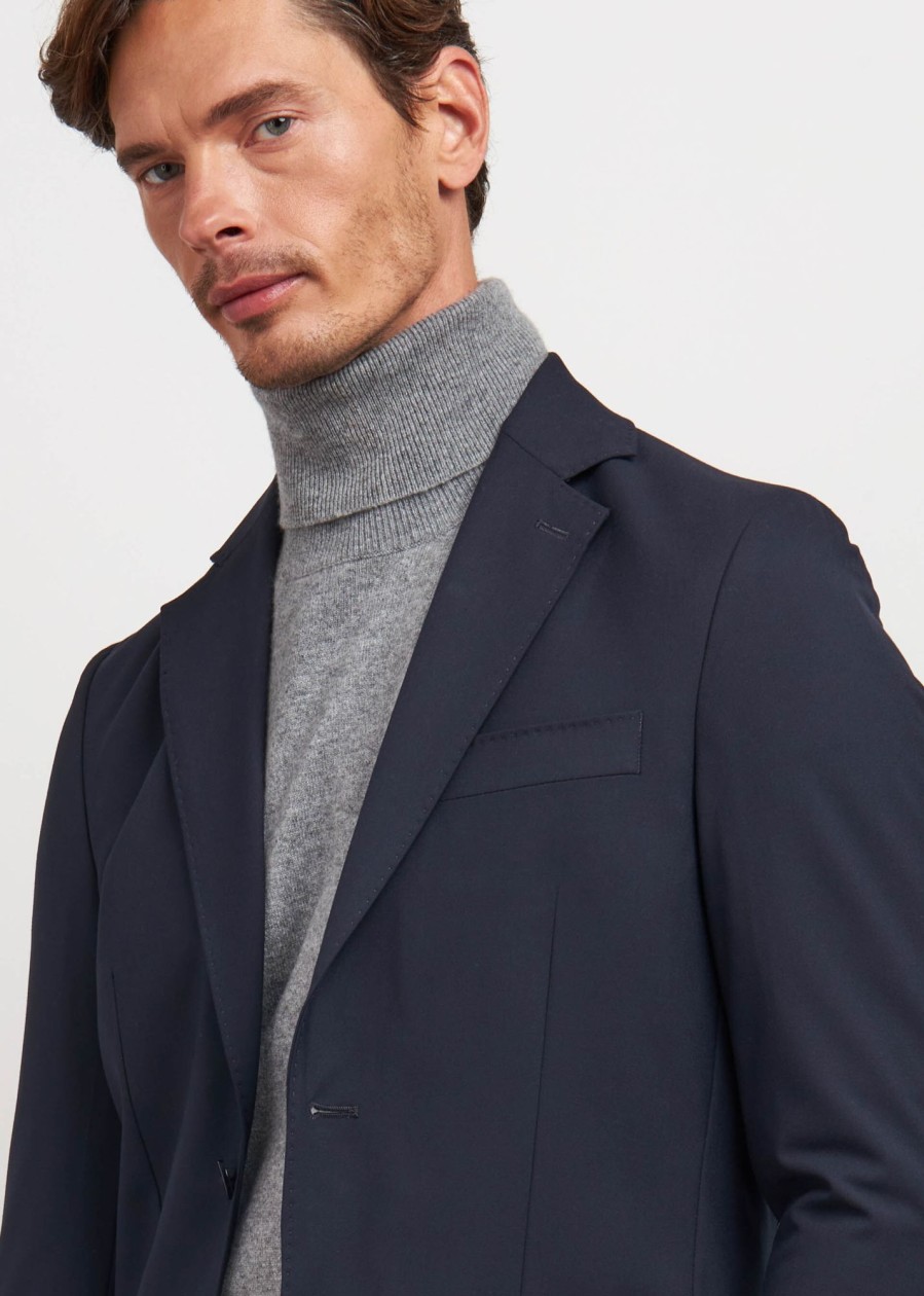 Uomo Conbipel Giacche | Blazer Unito Bi-Stretch Blu Scuro