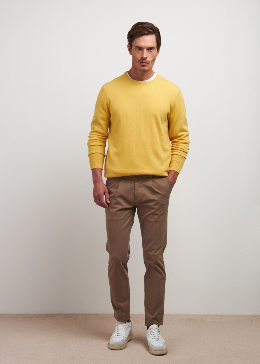 Uomo Conbipel Maglieria | Maglia In Puro Cashmere Ocra