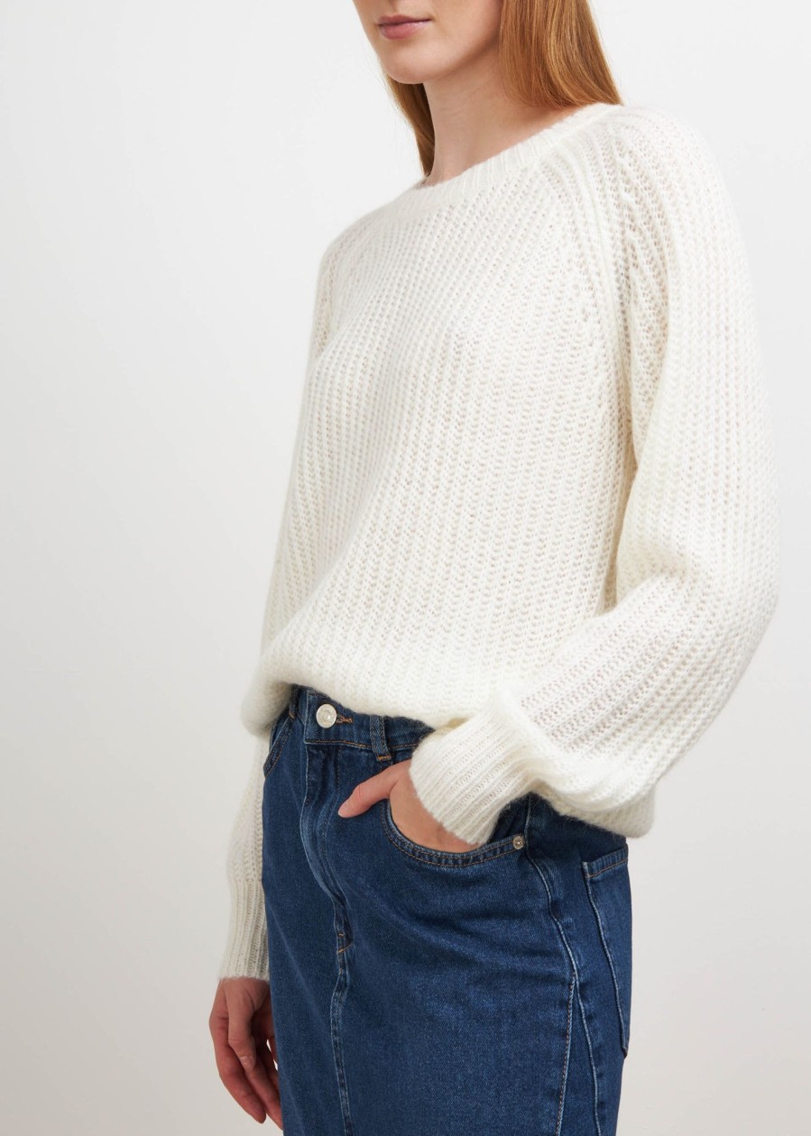 Donna Conbipel Maglieria | Pullover In Lana Mohair Bianco Lana