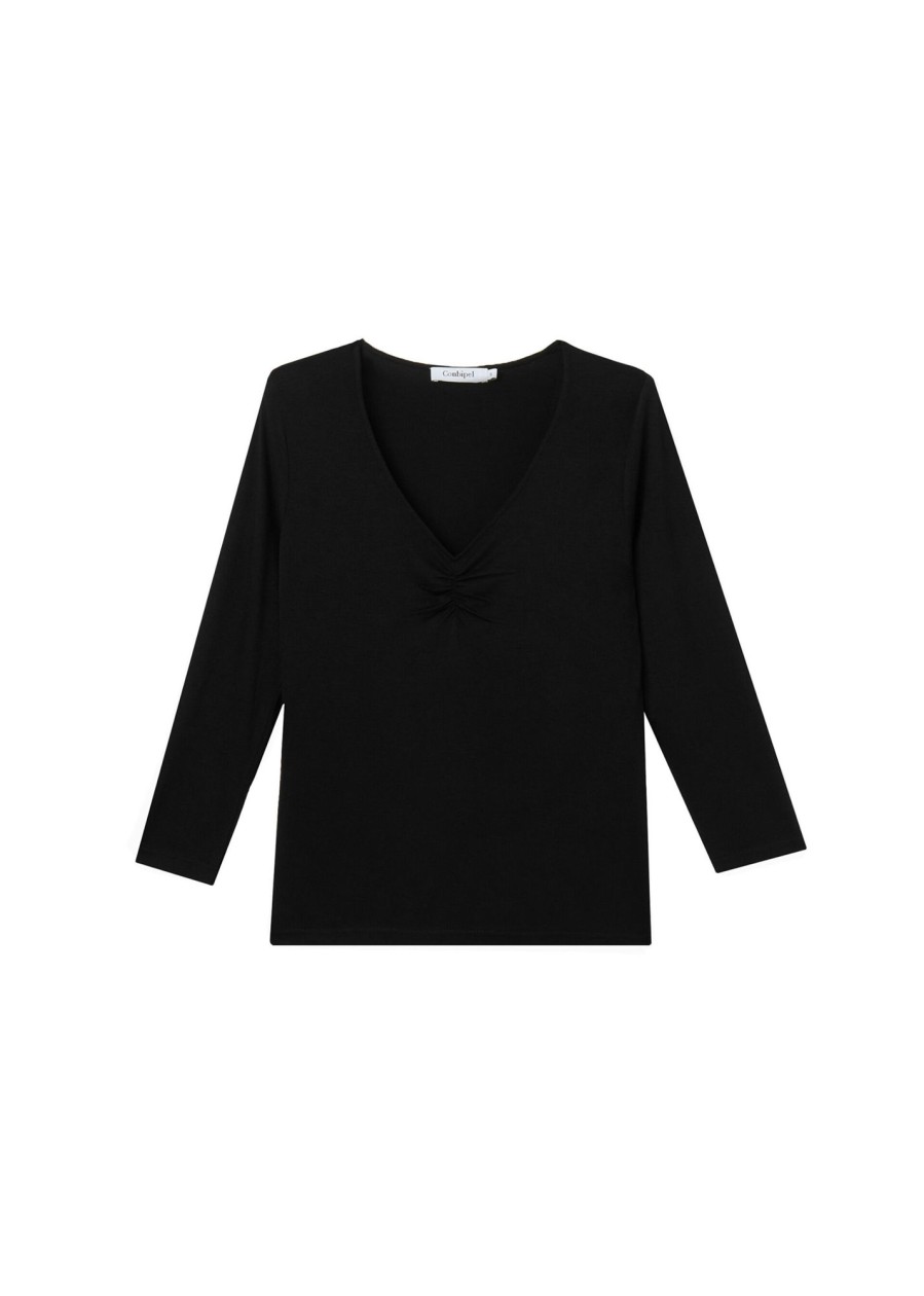 Donna Conbipel T-Shirt E Top | T-Shirt Con Arriccio Nero