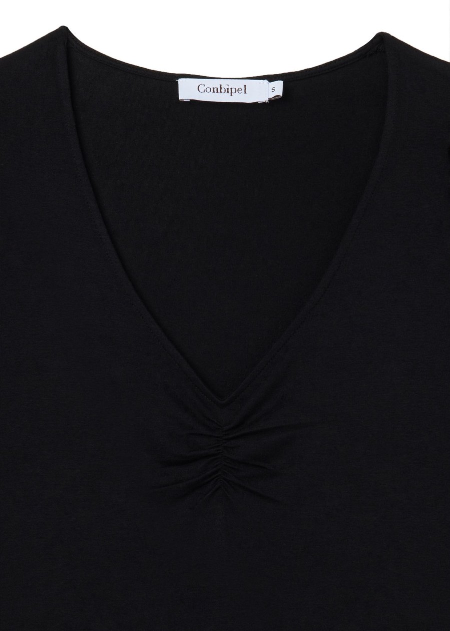 Donna Conbipel T-Shirt E Top | T-Shirt Con Arriccio Nero