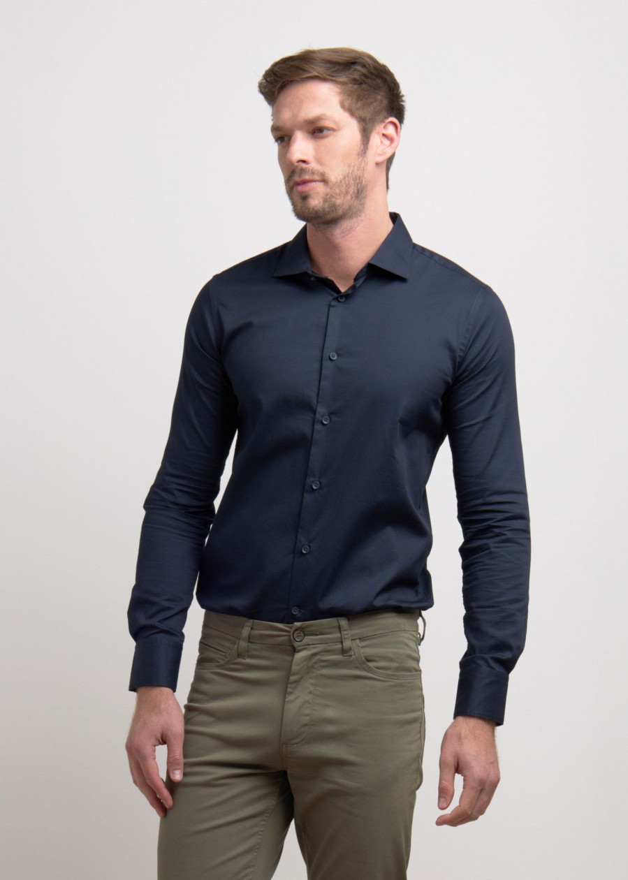 Uomo Conbipel Camicie | Camicia Cannete Slim Fit Blu Scuro