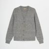 Donna Conbipel Maglieria | Cardigan Con Scollo A V Grigio Chiaro Melange