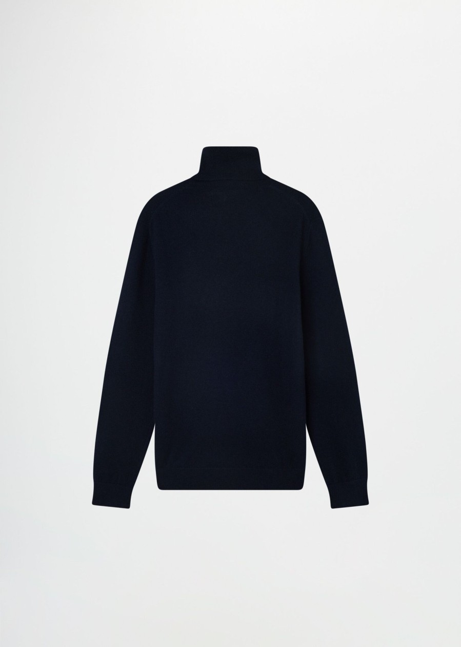 Uomo Conbipel Maglieria | Dolcevita In Cashmere Blu Scuro