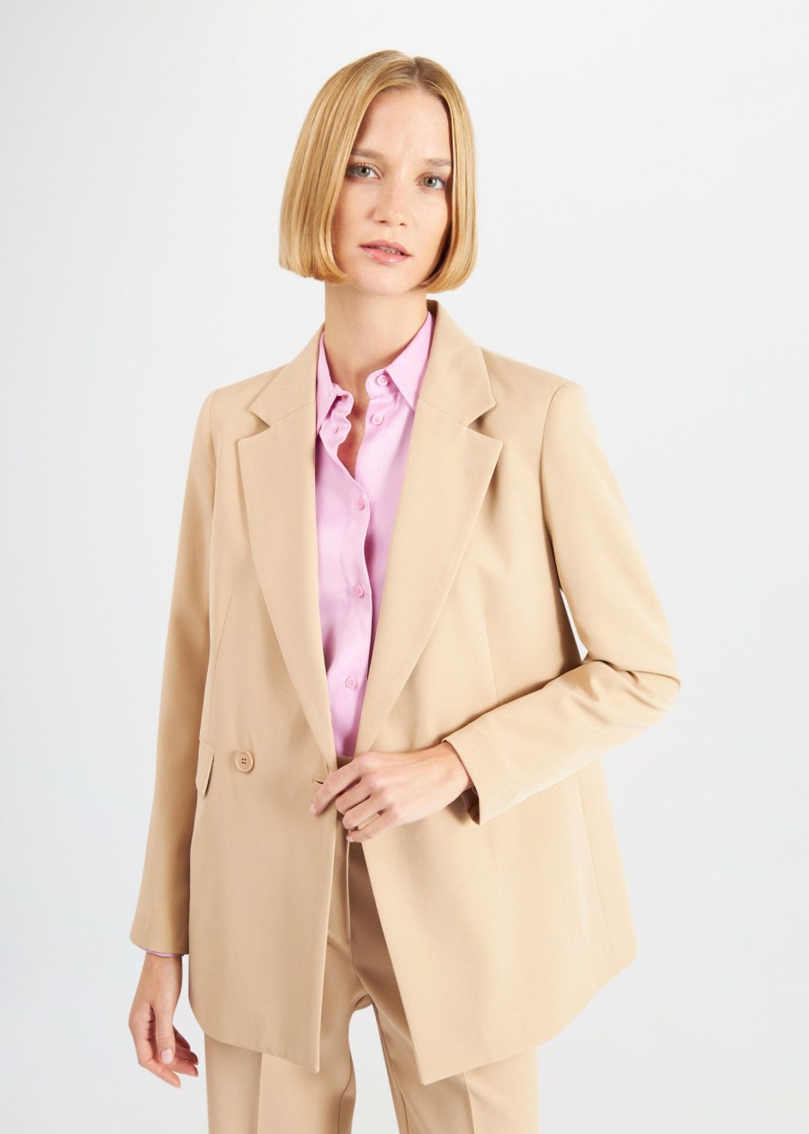 Donna Conbipel Giacche | Blazer Unito Due Bottoni Beige