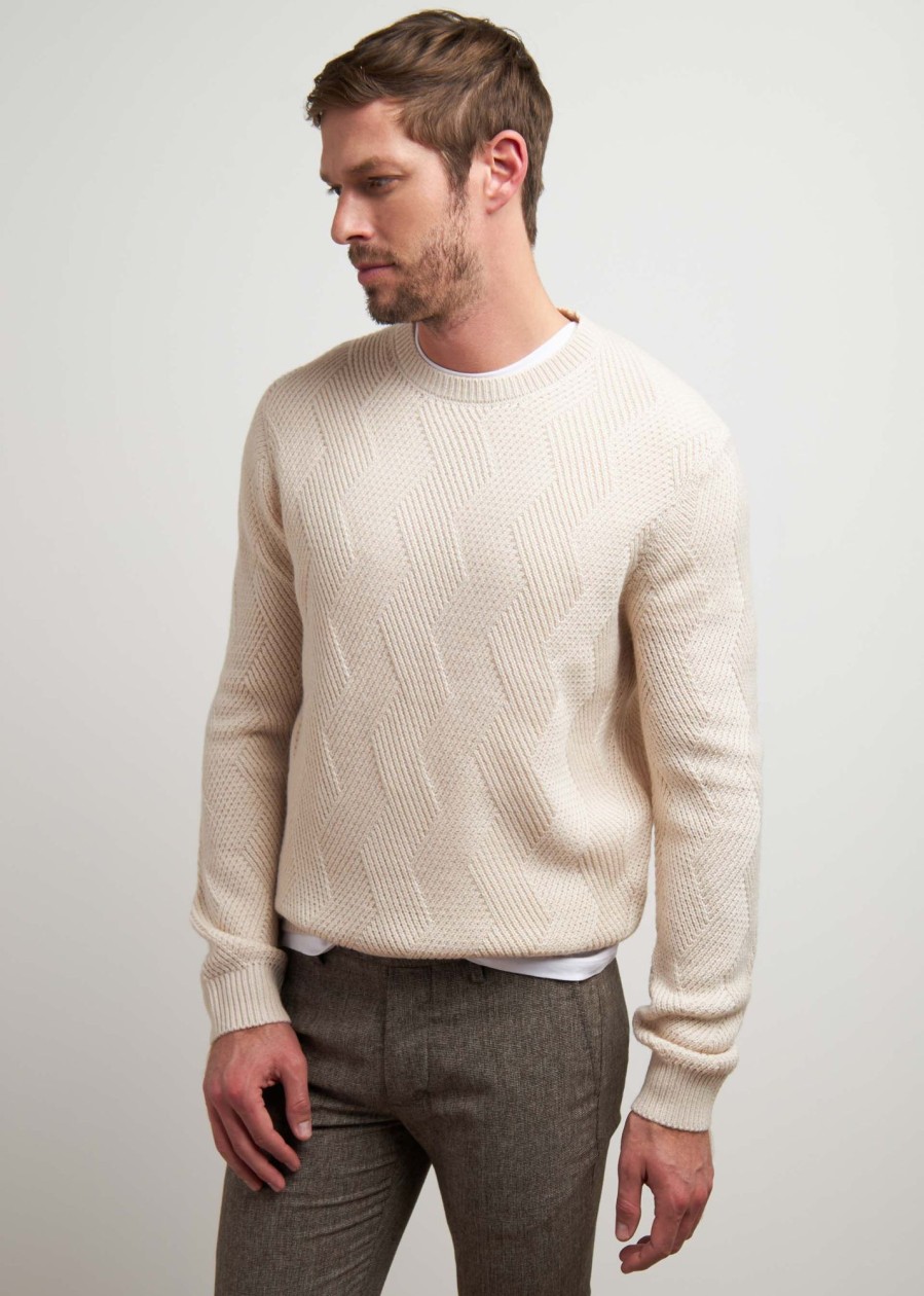 Uomo Conbipel Maglieria | Pullover Lavorato Naturale