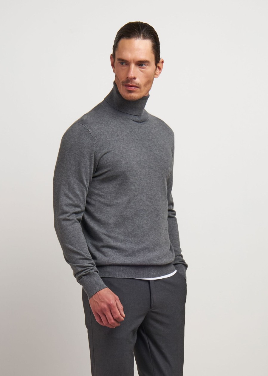 Uomo Conbipel Maglieria | Pullover Dolcevita Grigio Medio Melange