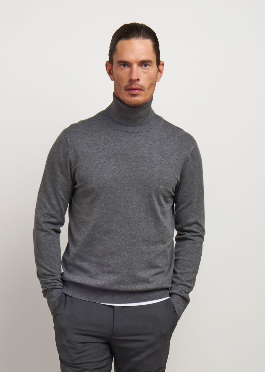 Uomo Conbipel Maglieria | Pullover Dolcevita Grigio Medio Melange