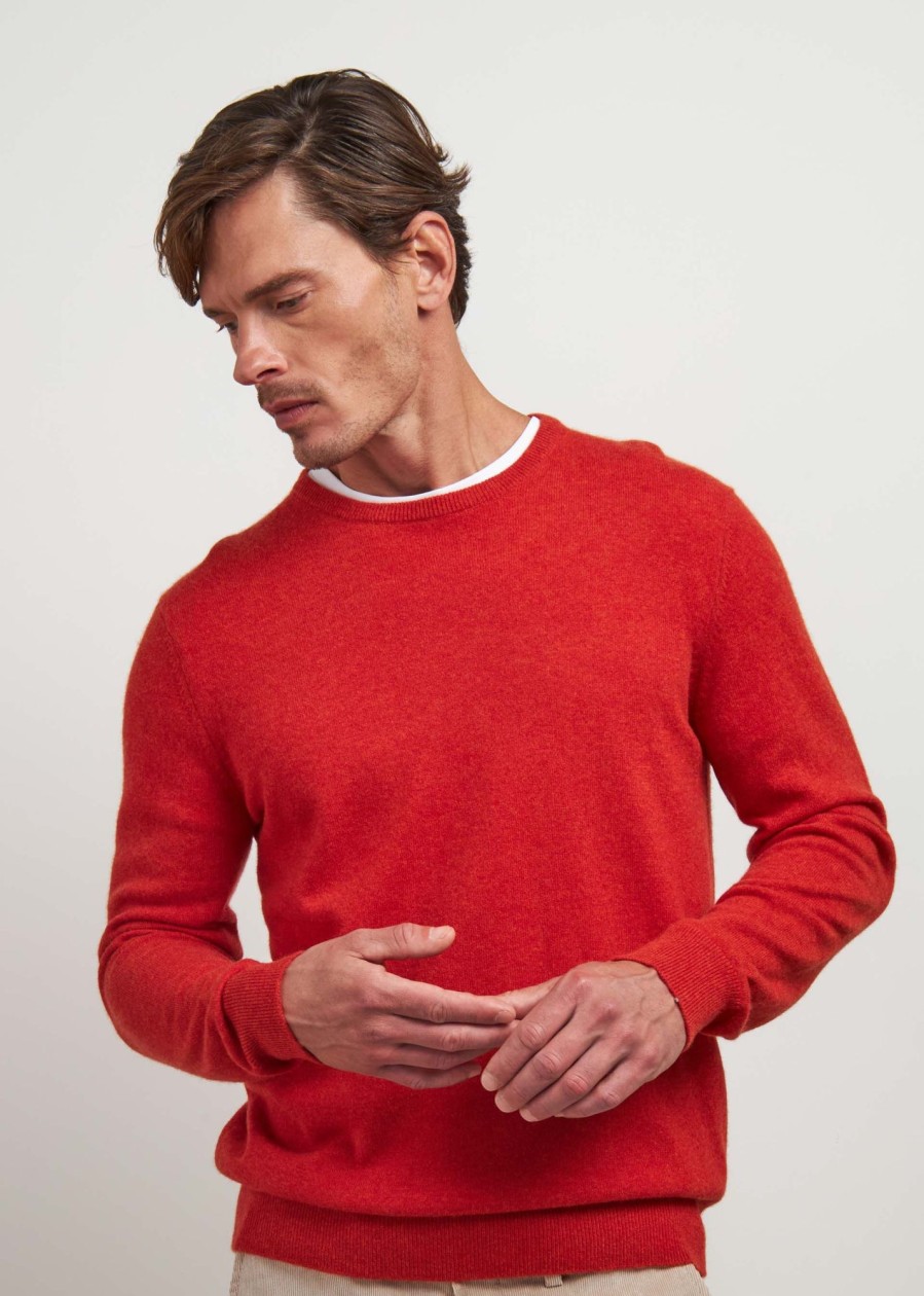 Uomo Conbipel Maglieria | Maglia In Puro Cashmere Arancio