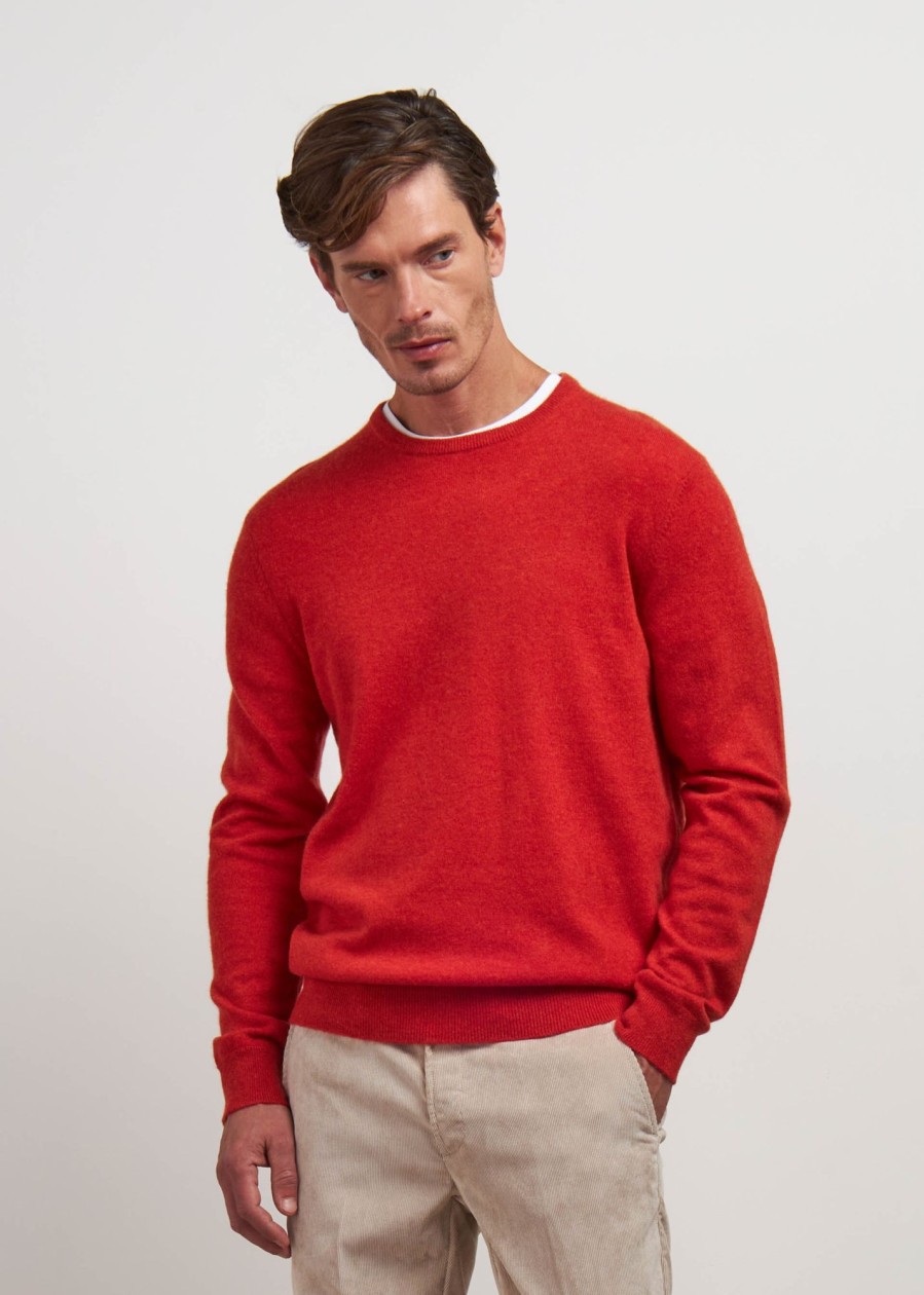 Uomo Conbipel Maglieria | Maglia In Puro Cashmere Arancio