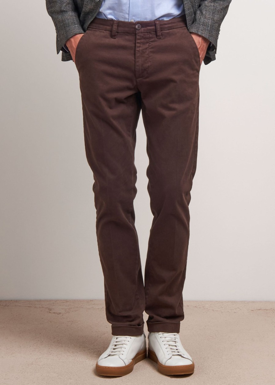 Uomo Conbipel Pantaloni | Pantaloni In Raso Marrone