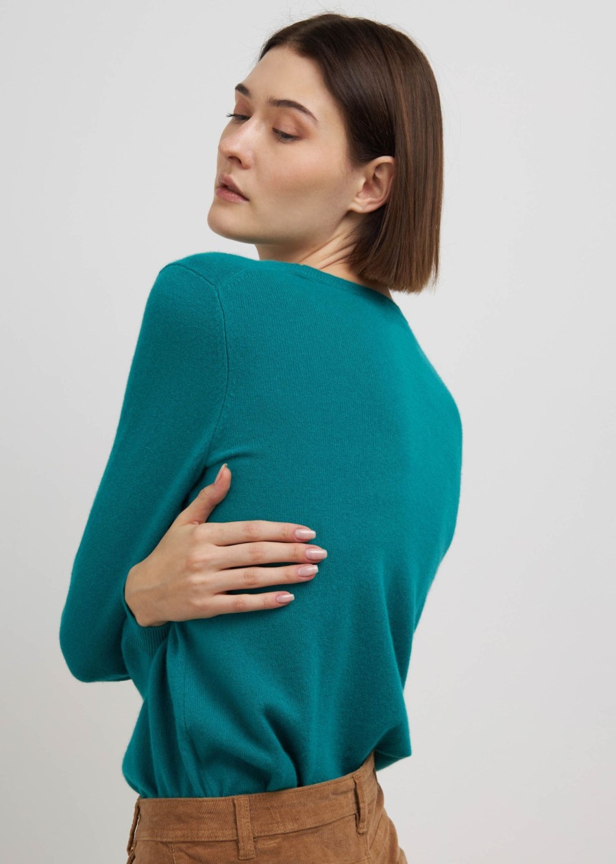 Donna Conbipel Maglieria | Pullover In Puro Cashmere Turchese