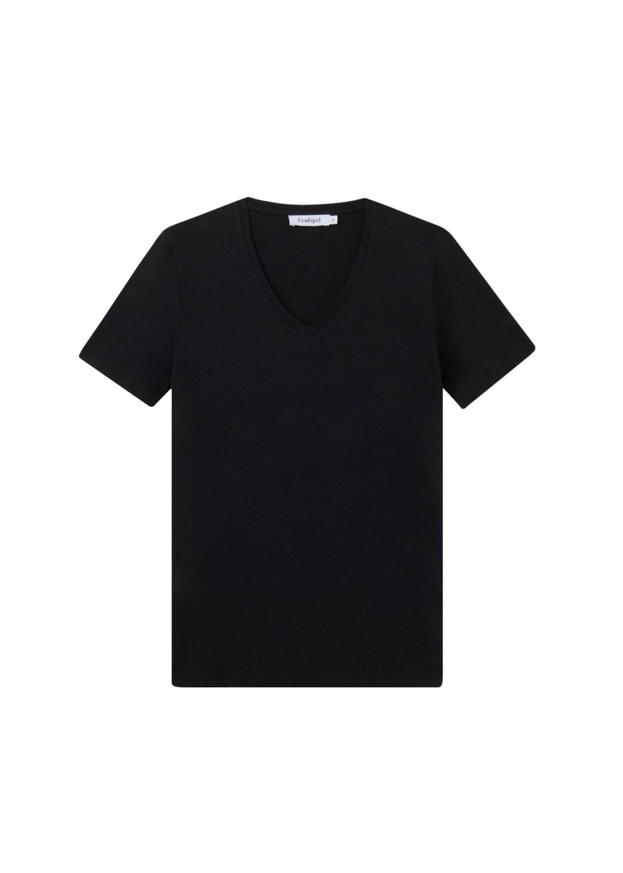 Donna Conbipel T-Shirt E Top | T-Shirt Basic Scollo A V Nero