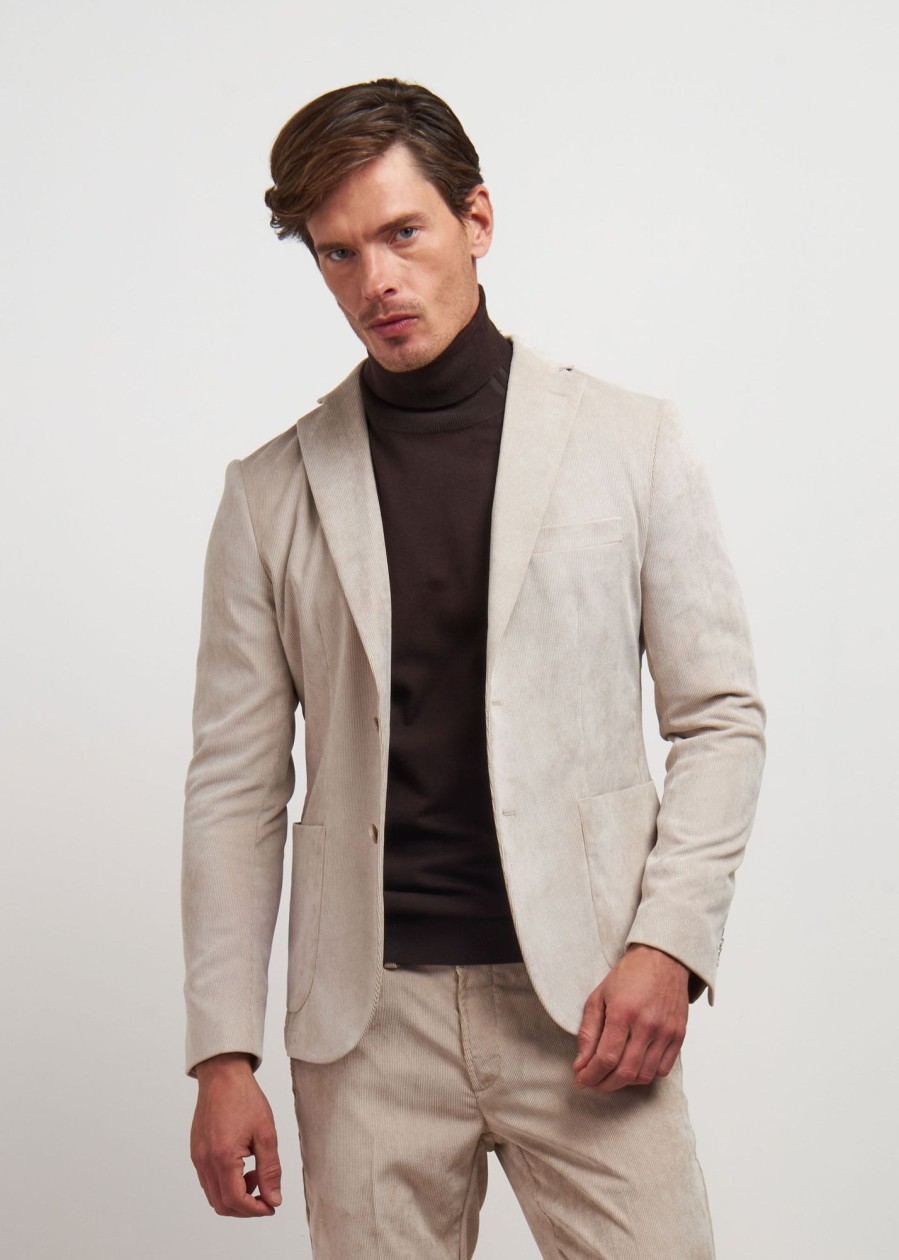 Uomo Conbipel Giacche | Blazer In Velluto Panna