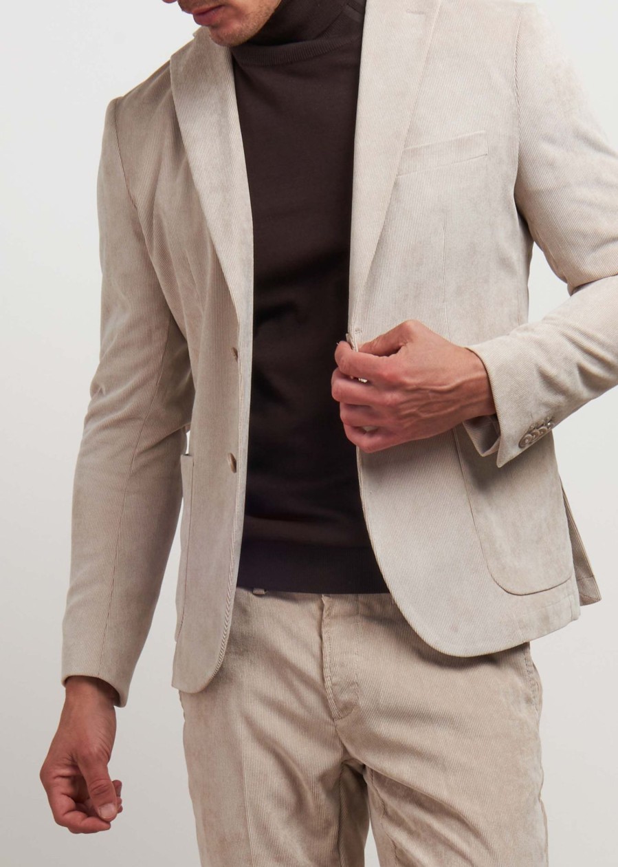 Uomo Conbipel Giacche | Blazer In Velluto Panna