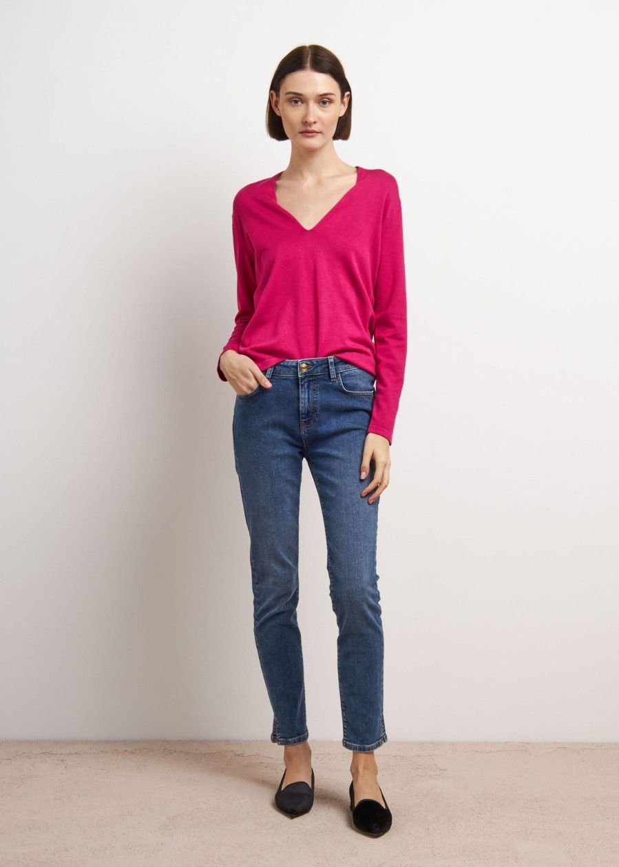 Donna Conbipel Jeans | Denim Slim Con Spacchetto Blu