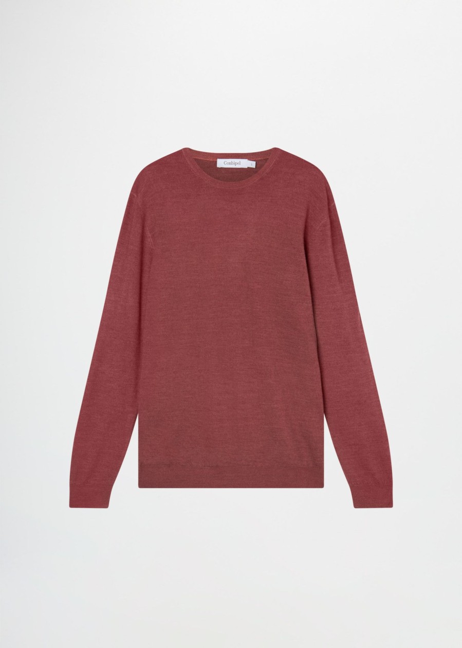 Uomo Conbipel Maglieria | Pullover In Lana Merino Bordeaux