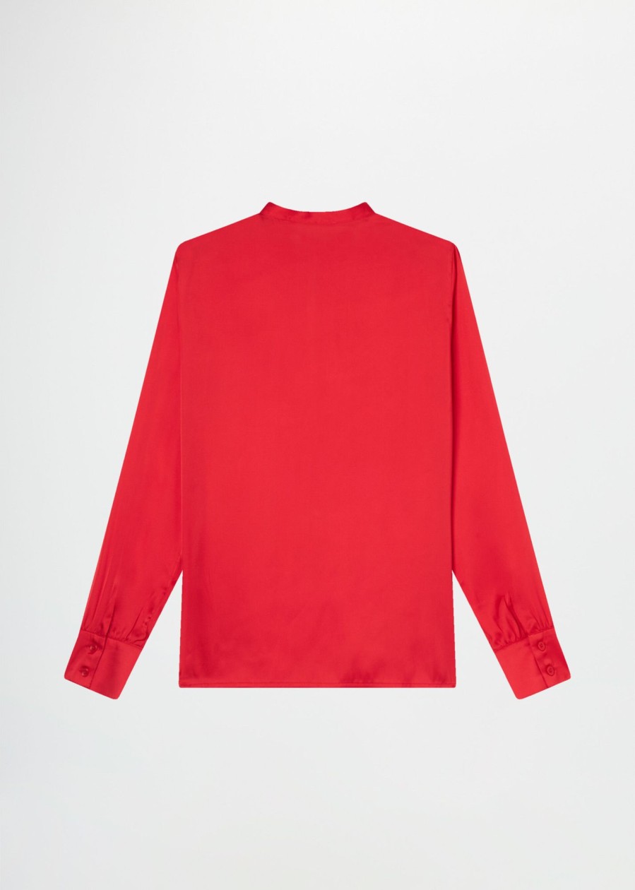 Donna Conbipel Camicie | Blusa Scollatura A Goccia Rosso Chiaro