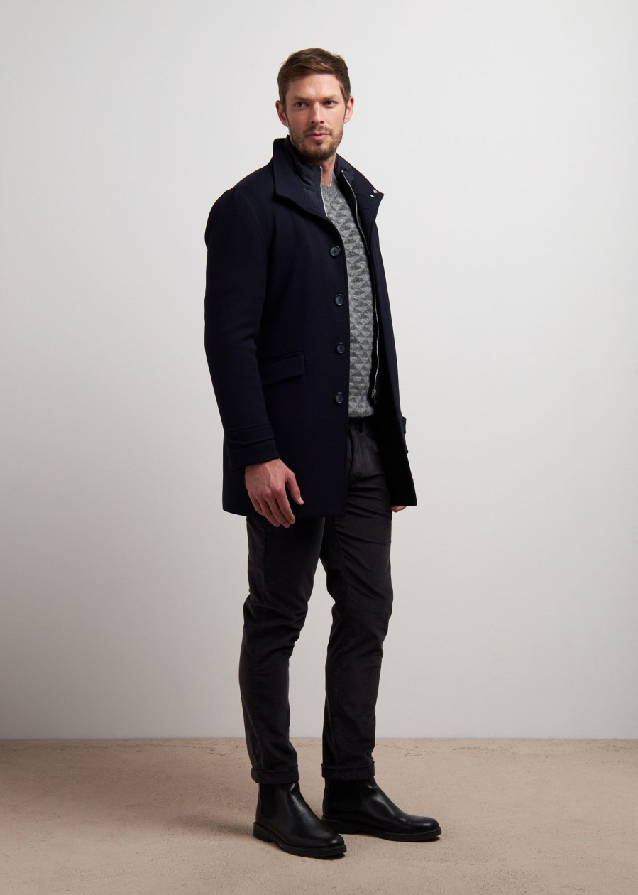 Uomo Conbipel Cappotti | Cappotto Con Pettorina Blu Scuro