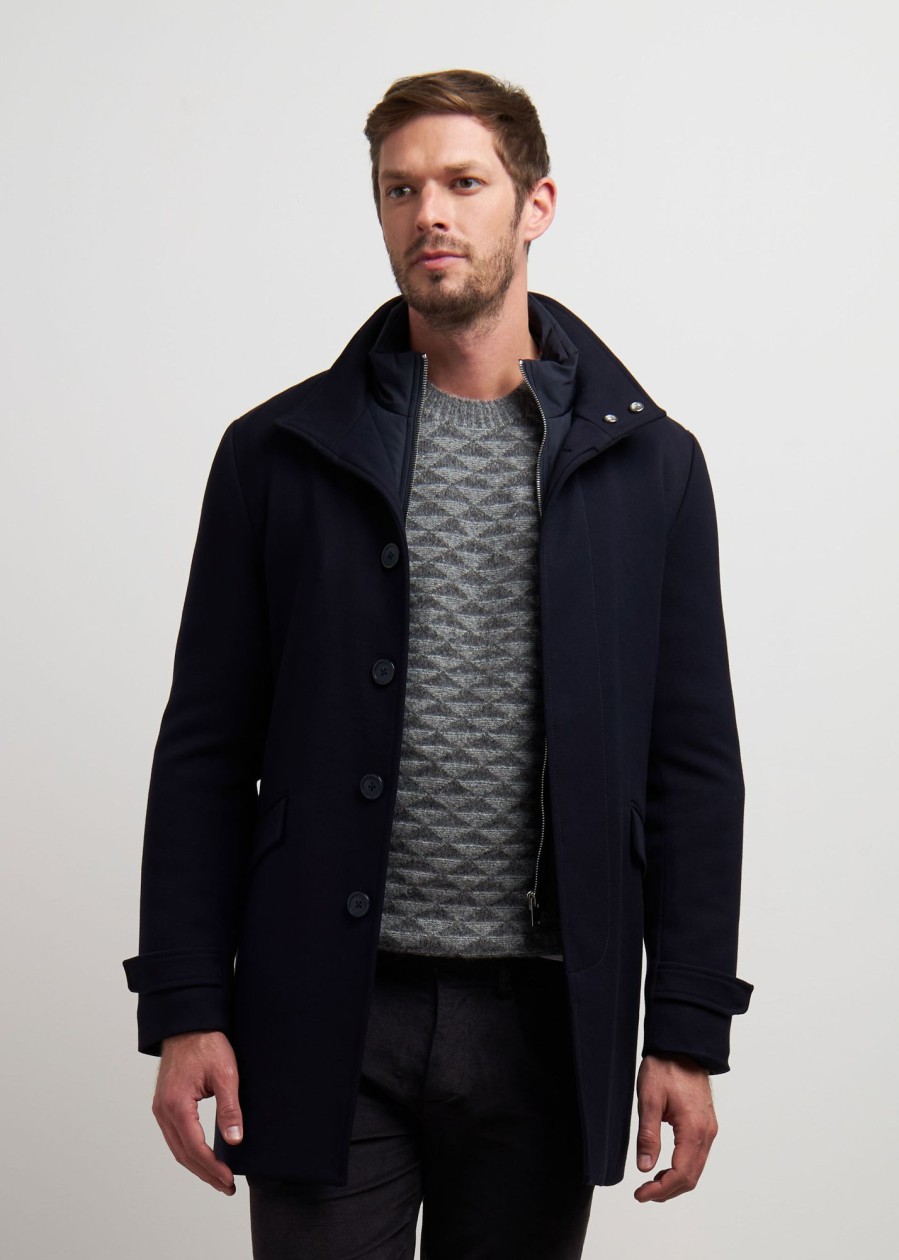 Uomo Conbipel Cappotti | Cappotto Con Pettorina Blu Scuro