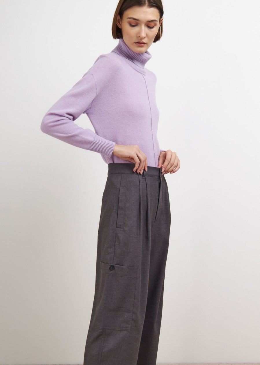 Donna Conbipel Pantaloni | Pantaloni Con Tasconi Grigio Medio Melange