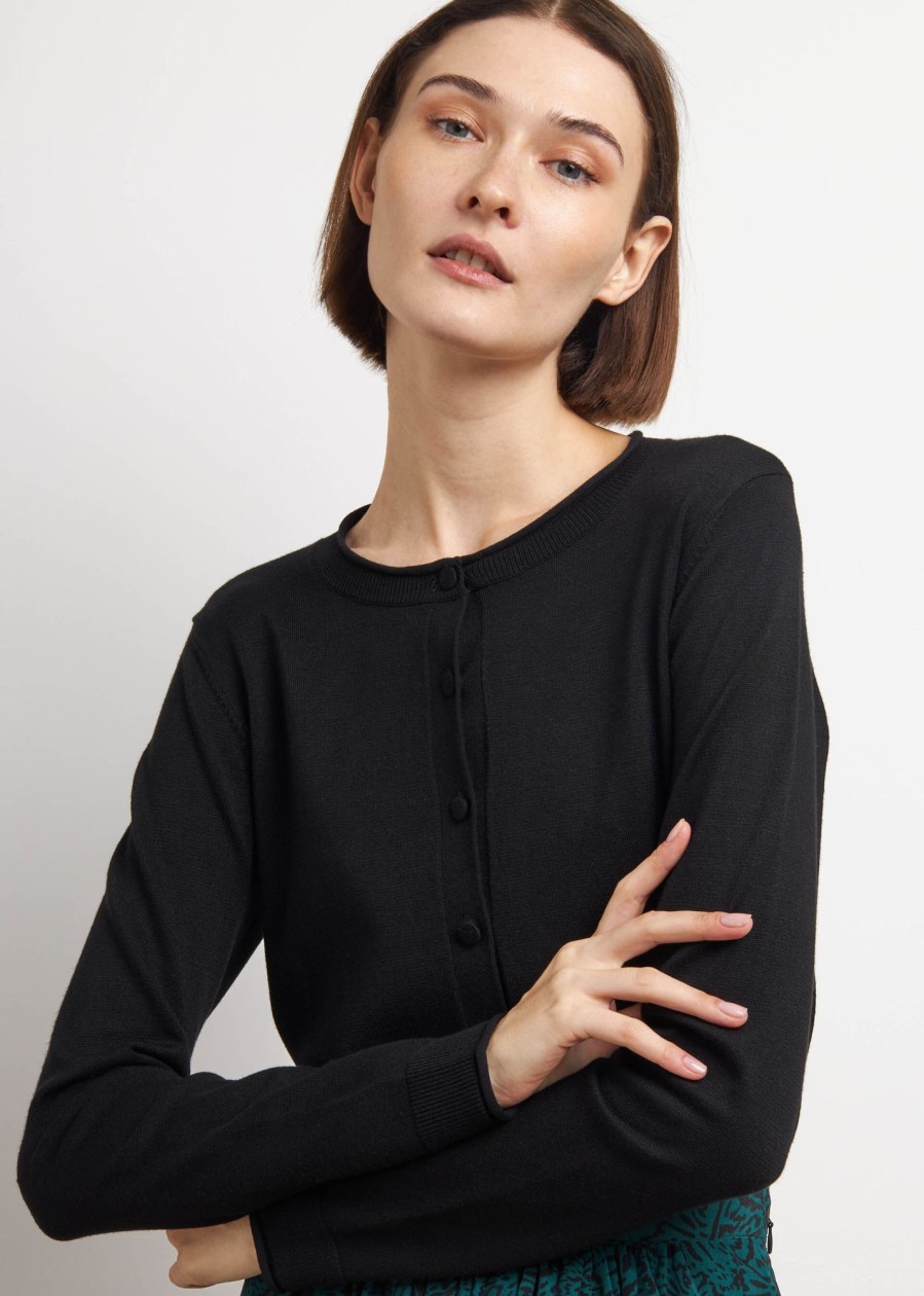 Donna Conbipel Maglieria | Cardigan A Girocollo Nero