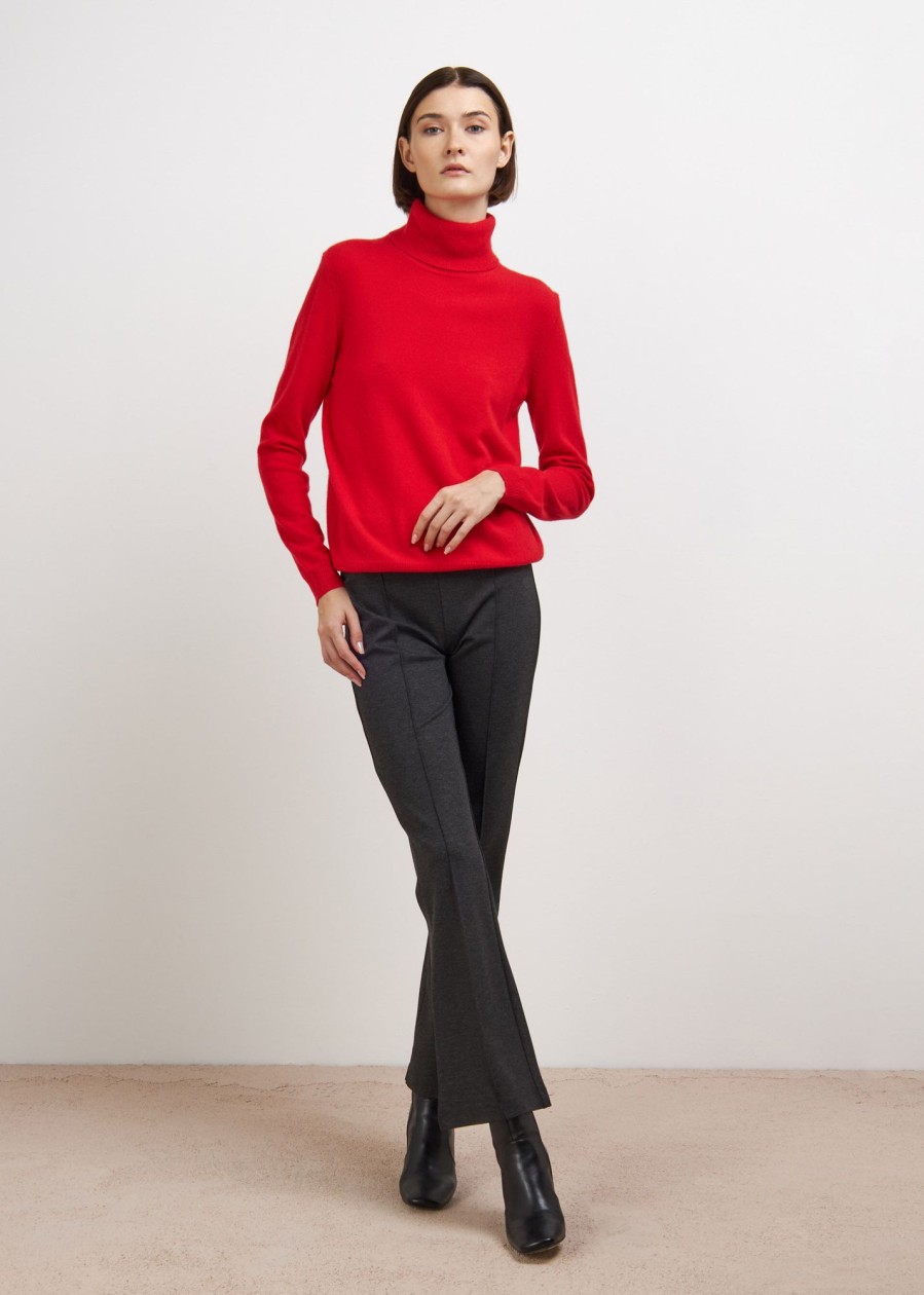 Donna Conbipel Maglieria | Dolcevita In Cashmere Rosso Chiaro