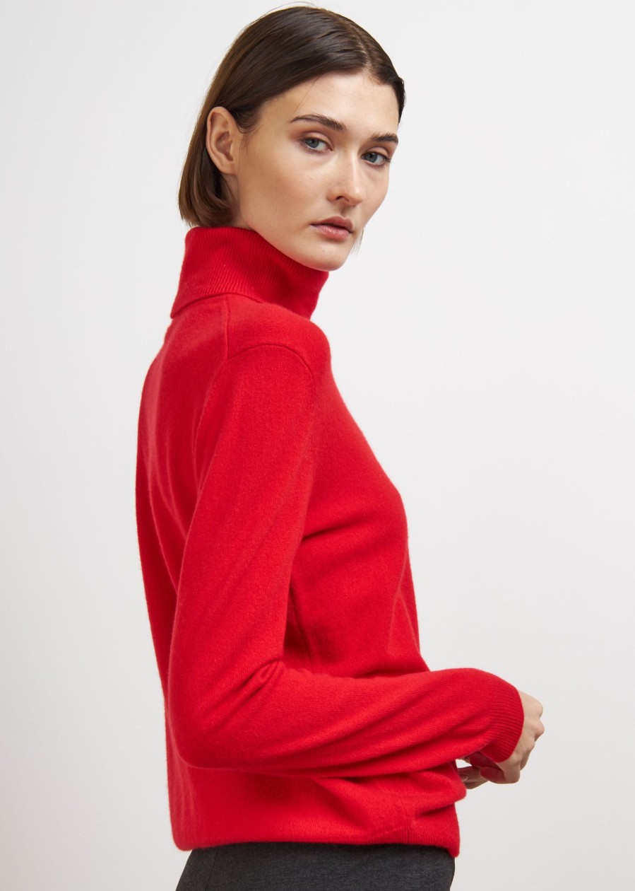 Donna Conbipel Maglieria | Dolcevita In Cashmere Rosso Chiaro