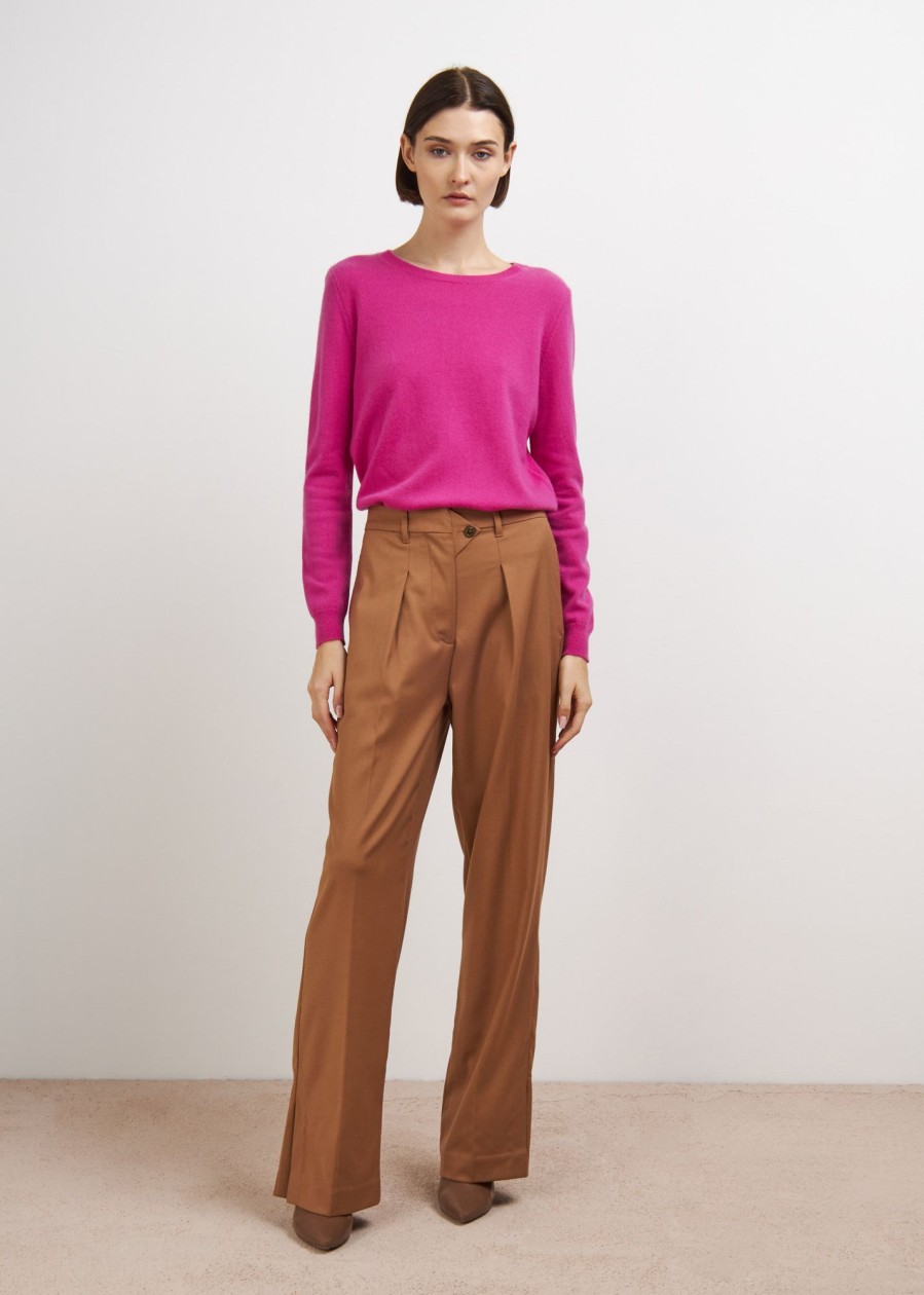 Donna Conbipel Pantaloni | Pantaloni Ampi Con Pince Nocciola