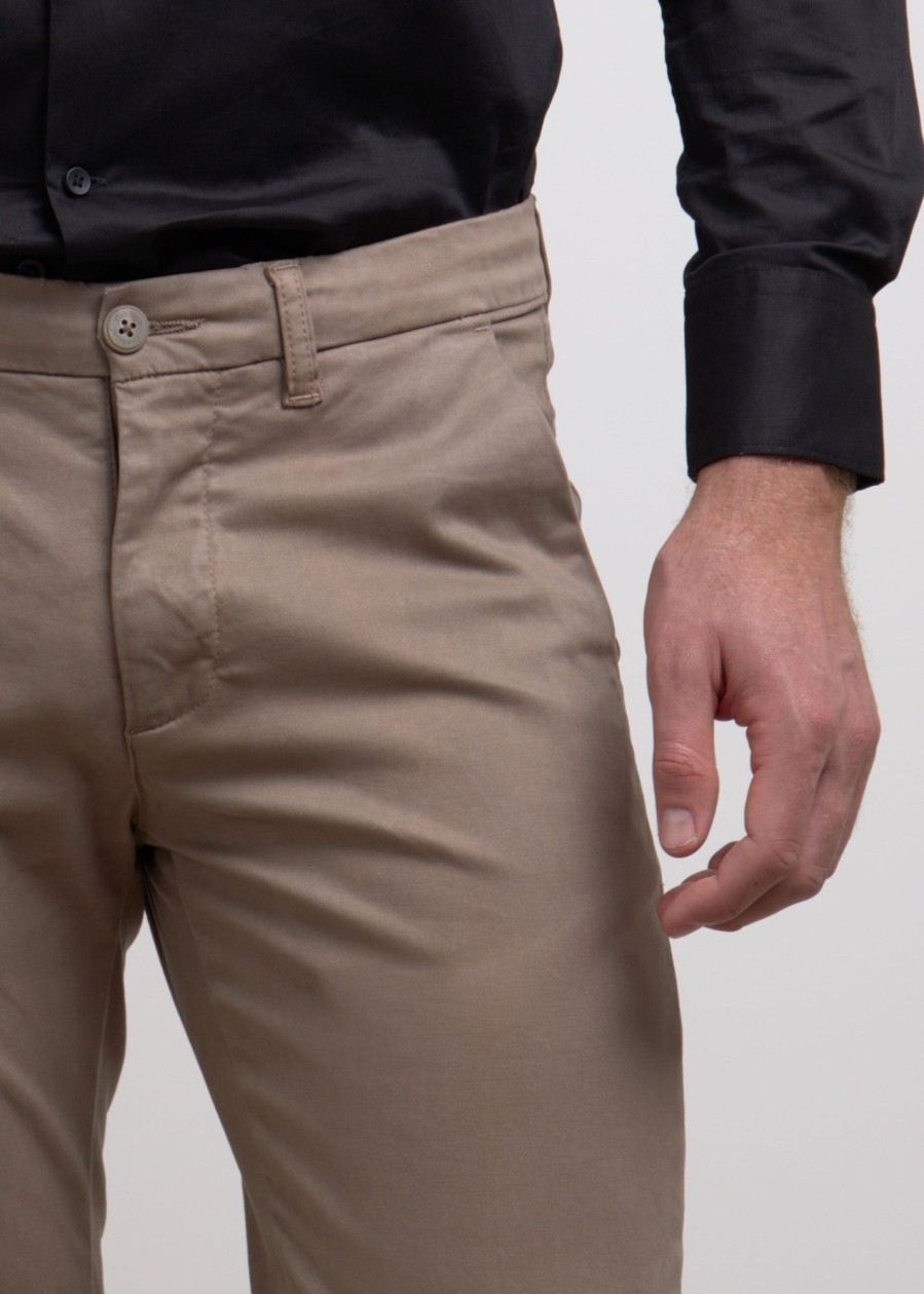 Uomo Conbipel Pantaloni | Pantaloni In Raso Sabbia