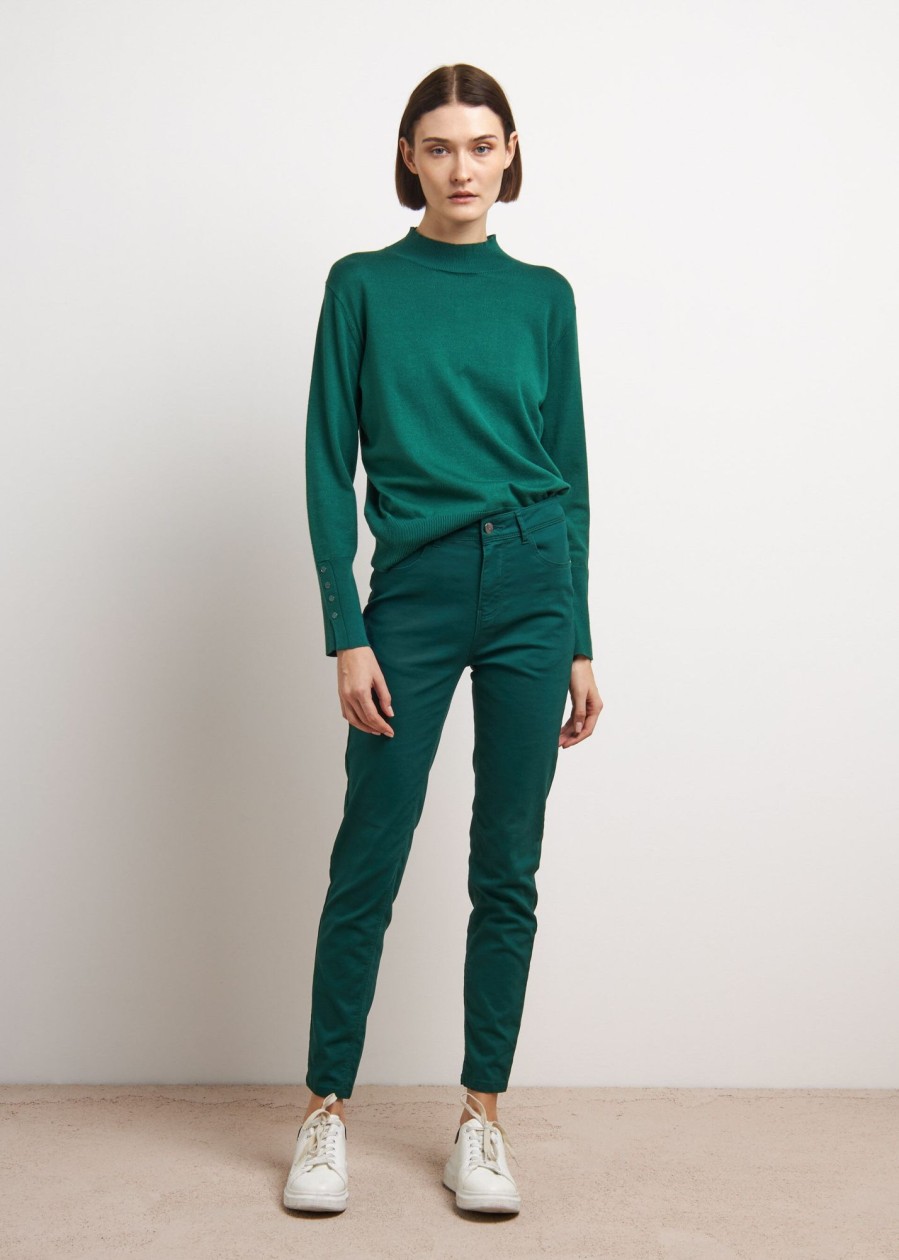 Donna Conbipel Maglieria | Pullover A Lupetto Verde Scuro