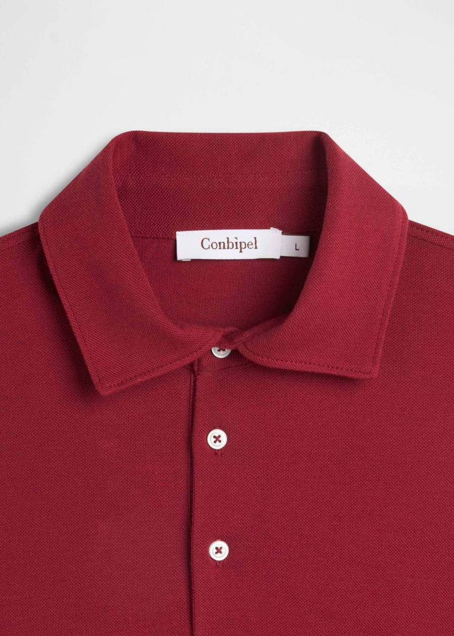 Uomo Conbipel T-Shirt E Polo | Polo Camicia Supima Bordeaux