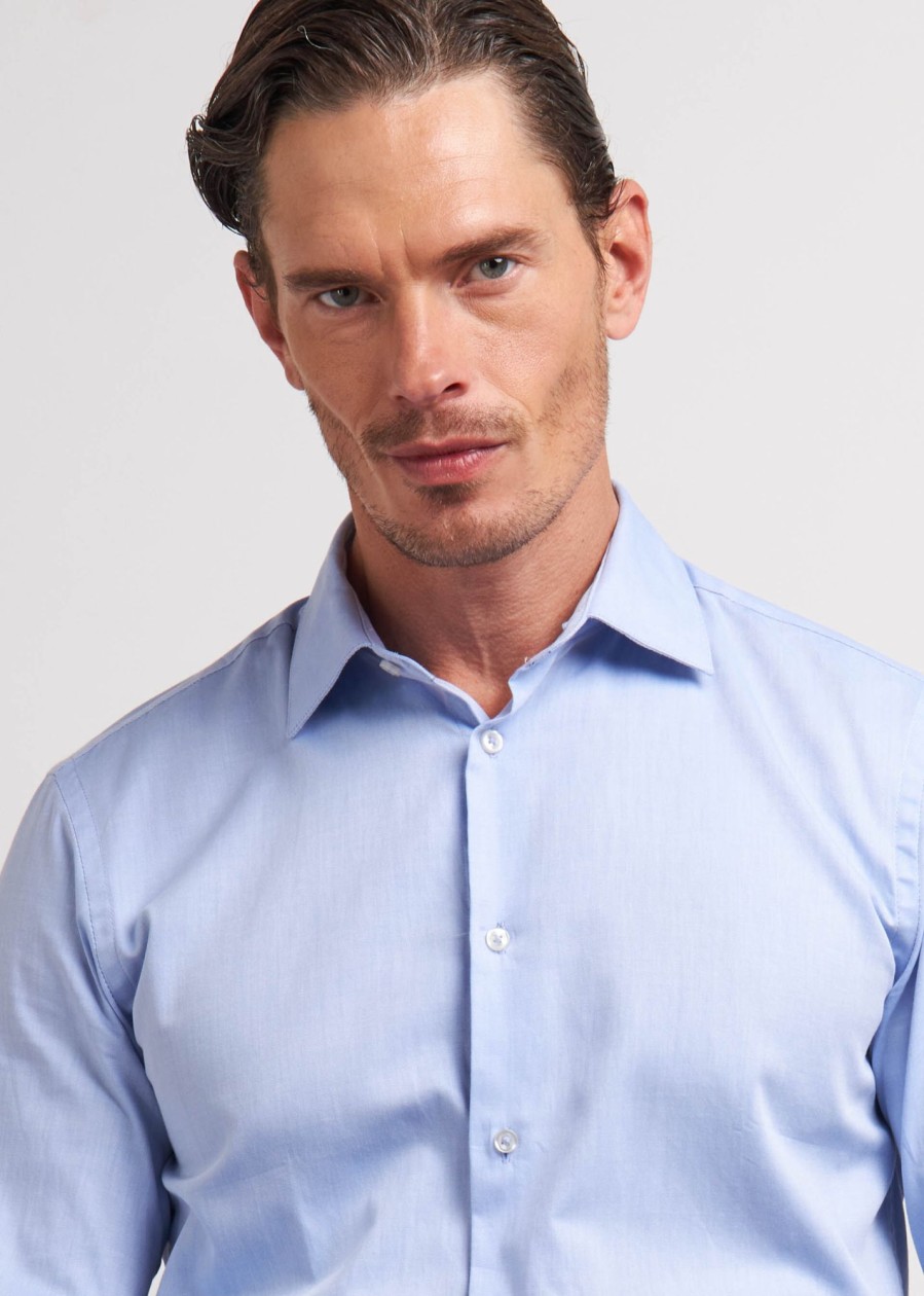 Uomo Conbipel Camicie | Camicia Twill Regular Fit Azzurro