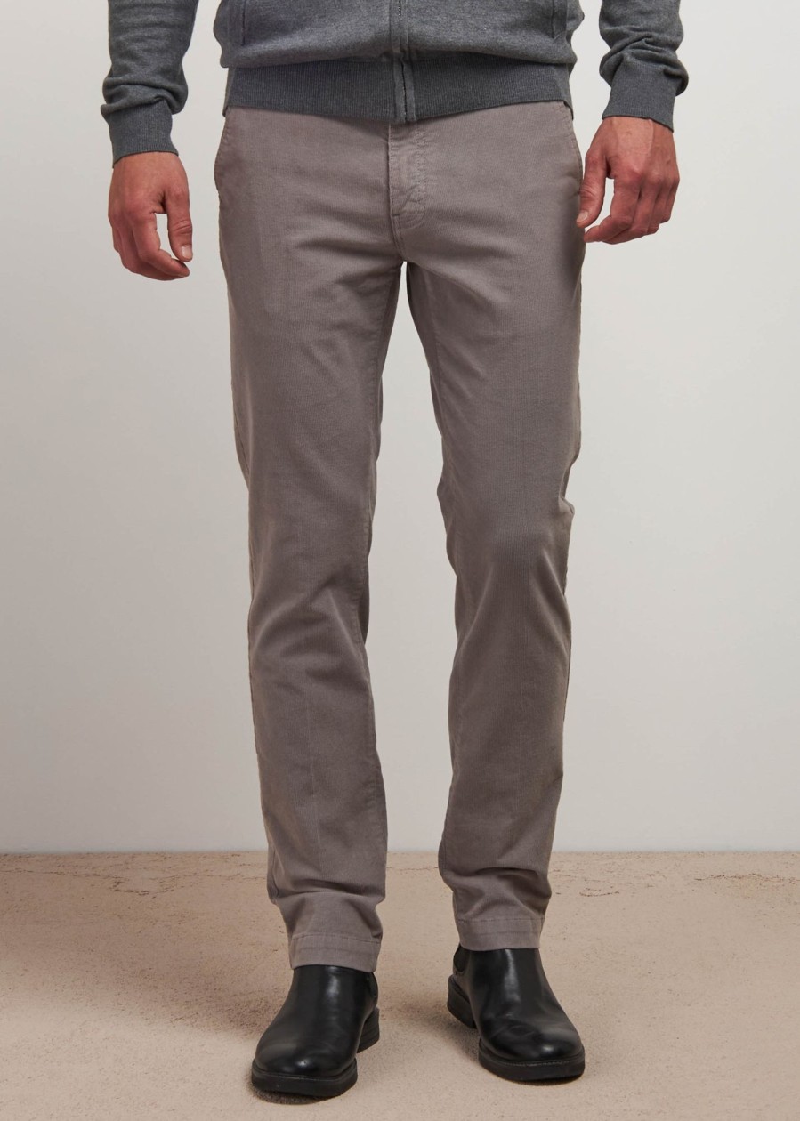 Uomo Conbipel Pantaloni | Chino In Velluto Grigio Medio