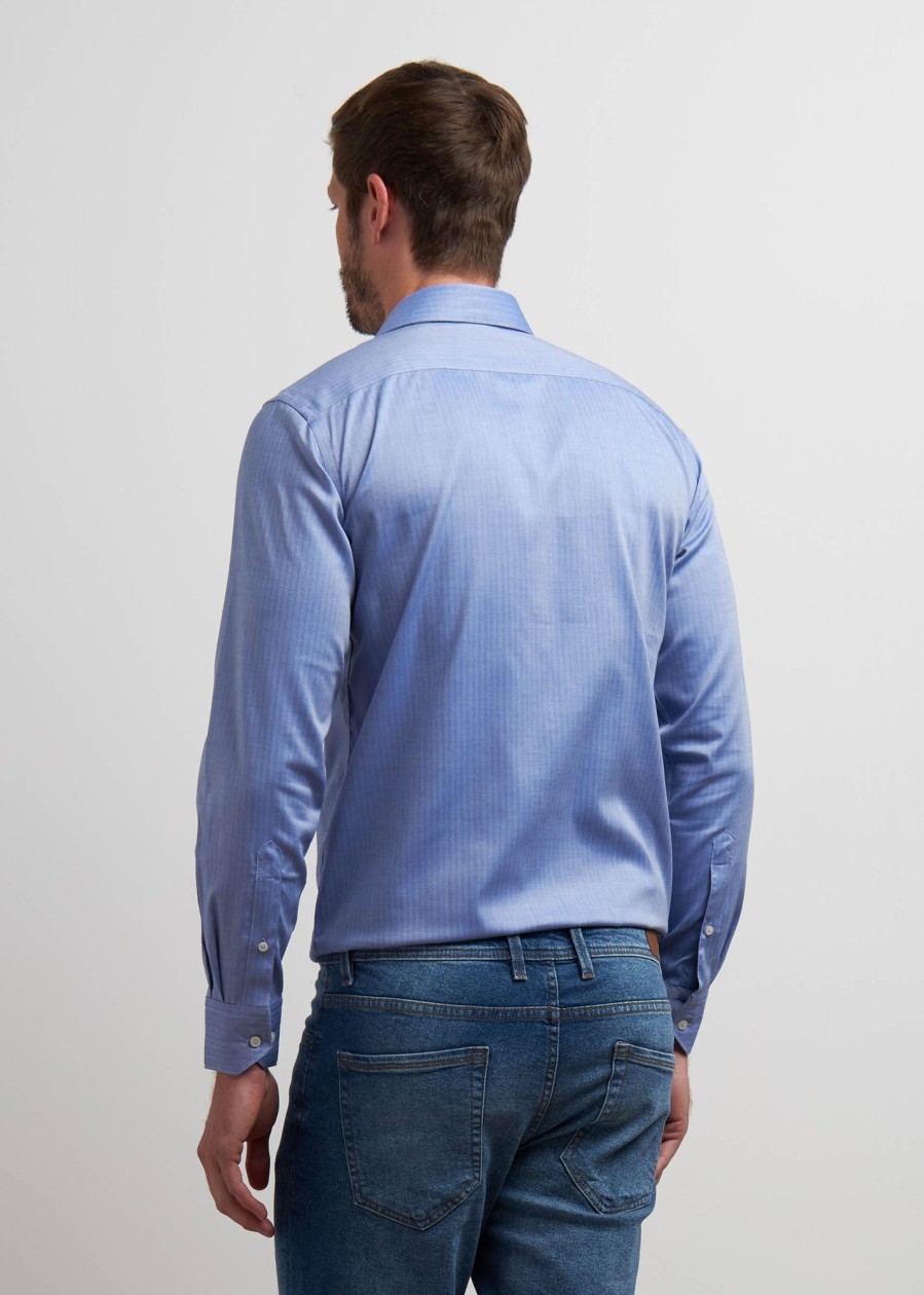 Uomo Conbipel Camicie | Camicia No Stiro Regular Blu Chiaro