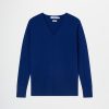 Donna Conbipel Maglieria | Pullover A V In Pura Lana Blu Chiaro