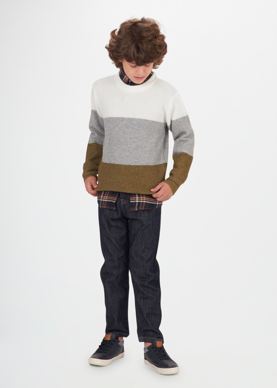 Bambino Conbipel | Pullover Color Block Bianco Lana