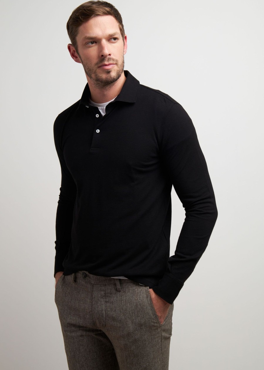 Uomo Conbipel T-Shirt E Polo | Polo Camicia Supima Nero